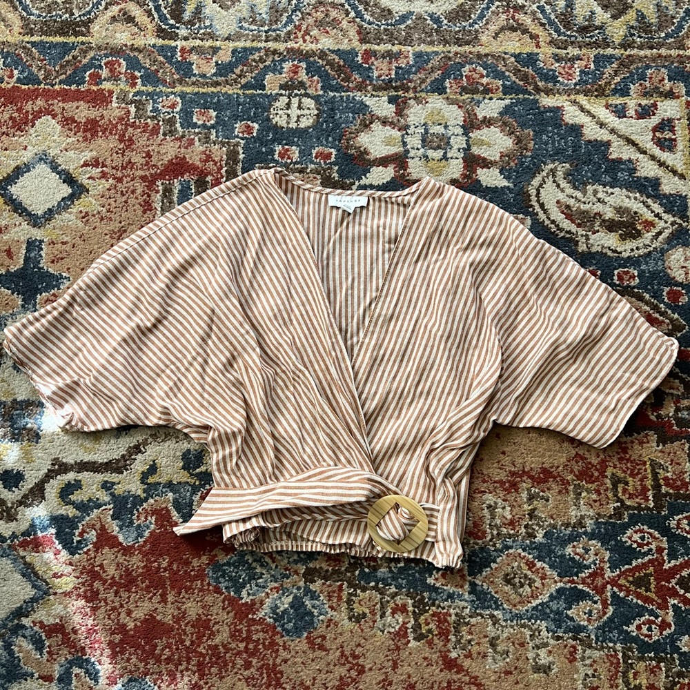 TopShop Striped Cropped Blouse